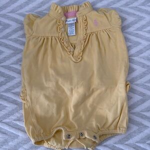 Ralph Lauren yellow ruffle short sleeve onesie